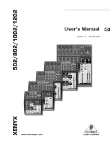 Behringer XENYX 1002 MIX BOARD User manual