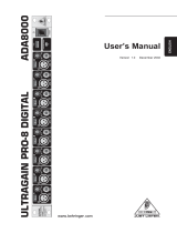 Behringer ULTRAGAIN PRO-8 DIGITAL ADA8000 User manual