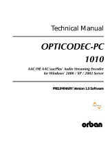 Orban OPTICODEC-PC 1010 Technical Manual