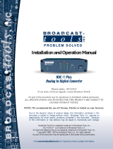 Broadcast Tools ADC-1 Plus Operating instructions