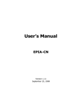 VIA Technologies EPIA-CN10000EG - VIA Motherboard - Mini ITX User manual