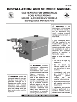 Lochinvar GAS HEATER FOR COMMERICAL POOL Installation and Service Manual