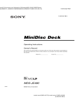 Sony MDS-JE480 Operating instructions