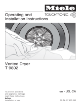 Miele T 9802  VENT ED DRYER - OPERATING AND Owner's manual