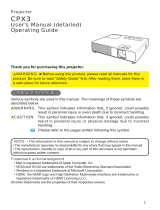Hitachi CPX3 - CP X3 WXGA LCD Projector User manual