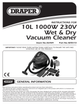 Draper Wet and Dry Vacuum Cleaner, 10L, 1000W Operating instructions