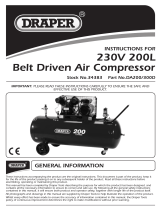 Draper 200L V-Twin Belt-Driven Air Compressor Operating instructions