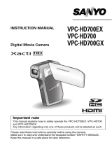 Sanyo VPC HD700 - Xacti Camcorder - 720p Owner's manual