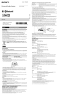 Sony SRS-XB2 Reference guide