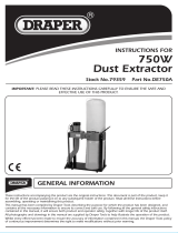 Draper Portable Dust/Chip Extractor, 55L, 750W Operating instructions