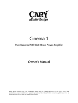 Cary Audio Design Cinema 1 Owner's manual