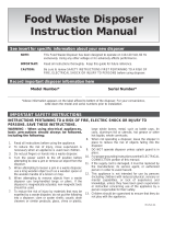 Waste Maid Wm-458 Owner's manual