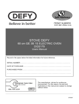 Defy 60cm GE 3B 1S Electric Oven – DGS179 Owner's manual