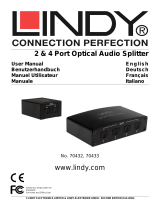 Lindy 2 Port TosLink Digital Optical Audio Splitter User manual