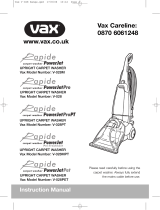 Vax Rapide PowerJet V-028M/CCW-501 Owner's manual