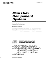 Sony MHC-GX250 - Stereo Mini System Operating Instructions Manual