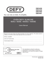 Defy Slimline Undercounter Oven DBO 460 Owner's manual