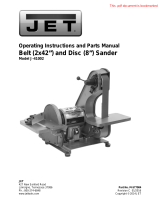 JET 2 Inch x 42 Inch Bench Belt & Disc Sander J-41002 User manual