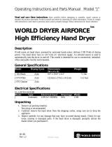 World Dryer J-972A3 User manual