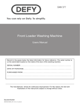 Defy 7kg Front Loader DAW 377 Owner's manual