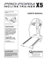 NordicTrack X5 Incline Trainer User manual