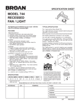 Broan 744 RECESSED FAN LIGHT Operating instructions