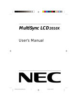 NEC LCD2010 - MultiSync - 20.1" LCD Monitor User manual