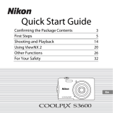Nikon COOLPIX S3600 Quick start guide