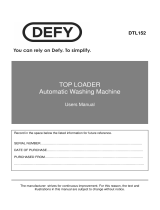 Defy 17kg Top Loader DTL 152 Owner's manual