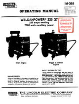 Lincoln Electric Weldanpower W/P225 G7 (Onan) Operating instructions