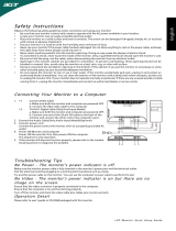Acer H193WV Quick start guide