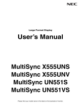 NEC MultiSync UN551S Owner's manual
