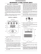 Behringer V-TONE GUITAR GDI21 User manual