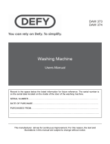 Defy 6kg Front Loader DAW 374 Owner's manual