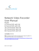 Clare Controls 8-Channel NVR with PoE User manual