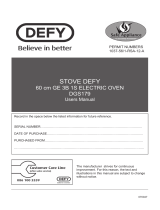 Defy 60cm GE 3B 1S Electric Oven – DGS179 Owner's manual