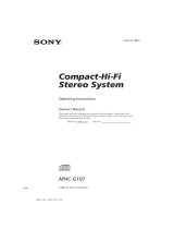 Sony MHC-G101 User manual