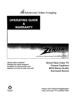 Zenith SM3589BT Owner's manual