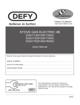 Defy Gas Electric Stove 4B DGS173 Owner's manual