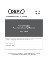 Defy 13kg Top Loader DTL 149 Owner's manual