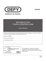 Defy Slimline Touch Control Induction Hob DHD 396 Owner's manual