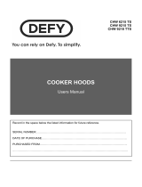 Defy 900T Premium Cookerhood CHW 9215 TS – DCH 318 Owner's manual