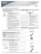 Acer AL2016W Quick start guide