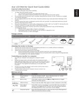 Acer S211HL Quick start guide