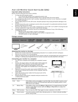 Acer V223WL Quick start guide