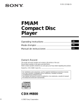 Sony CDX-M800 Operating instructions