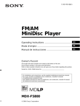 Sony MDX-F5800 Operating instructions