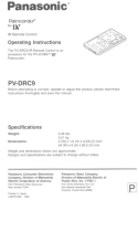 Panasonic Universal Remote PV-DRC9 User manual