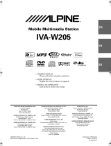 Alpine IVA W205 - 2-DIN DVD/CD/MP3/WMA Receiver/AV Head Unit Owner's manual