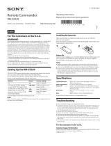 Sony RM-VZ220 Operating Instructions Manual